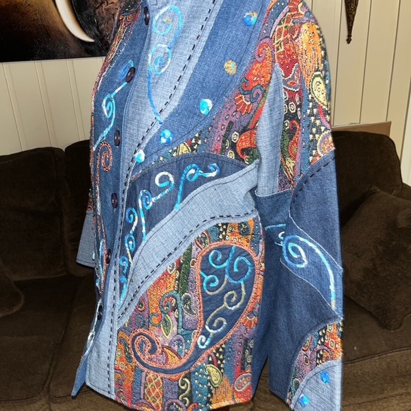 Silverstream • Vtg • Denim • Jacket • Embroidery • Paisley • One Size - Picture 3 of 16